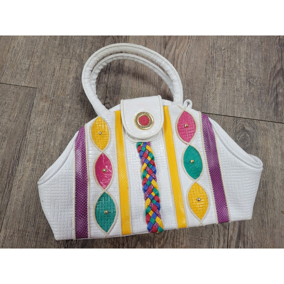 Dolce Vita Handbags - Dolce Vita White Tote with Yellow, Purple, and Green Accents